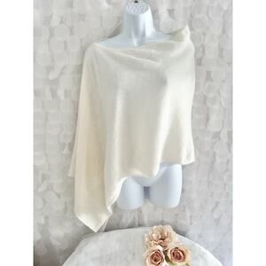 Alashan Womens Cream Ivory 100% Cashmere Classic Topper Poncho One Size